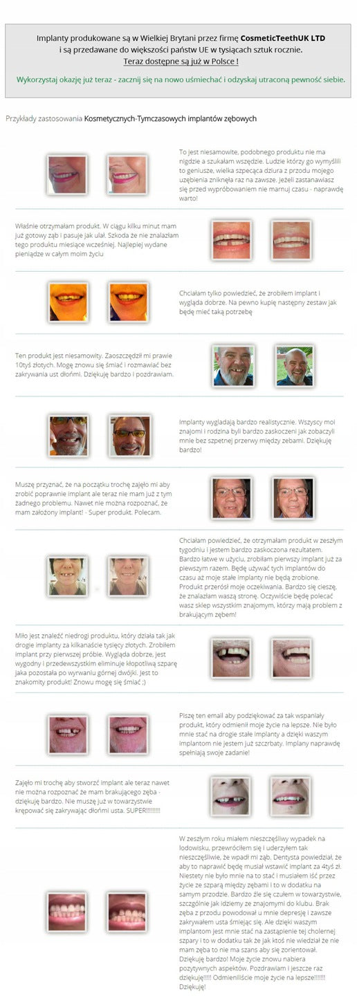 ToothFIX - Kosmetyczne tymczasowe implanty sztuczne zęby